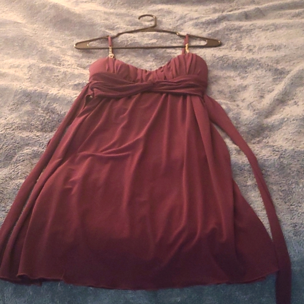 Speechless purple sweetheart dress with rhinestone embellished straps.